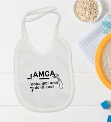 BK Kids Amca Baba Gibi Tasarımlı Beyaz Bebek Mama Önlüğü-1