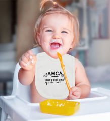 BK Kids Amca Baba Gibi Tasarımlı Beyaz Bebek Mama Önlüğü-1