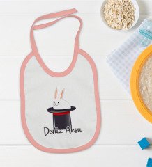 BK Kids Kişiye Özel Pembe Bebek Mama Önlüğü - Model 184