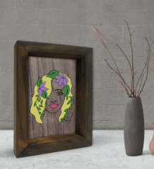 BK Gift Woman Line Tasarımlı Dekoratif Doğal Masif Ahşap Çerçeve 15x20cm-7