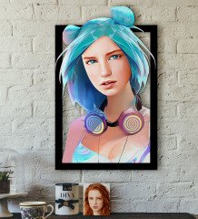 Kişiye Özel Kadın Soyut Karikatürlü 3D Ahşap Tablo-23