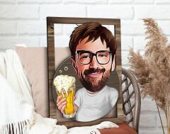 BK Gift Kişiye Özel Beer Man Karikatürlü 3D Ahşap Tablo, Sevgiliye Hediye, Arkadaşa Hediye, Yıl Dönümü Hediyesi, Doğum Günü Hediyesi-1