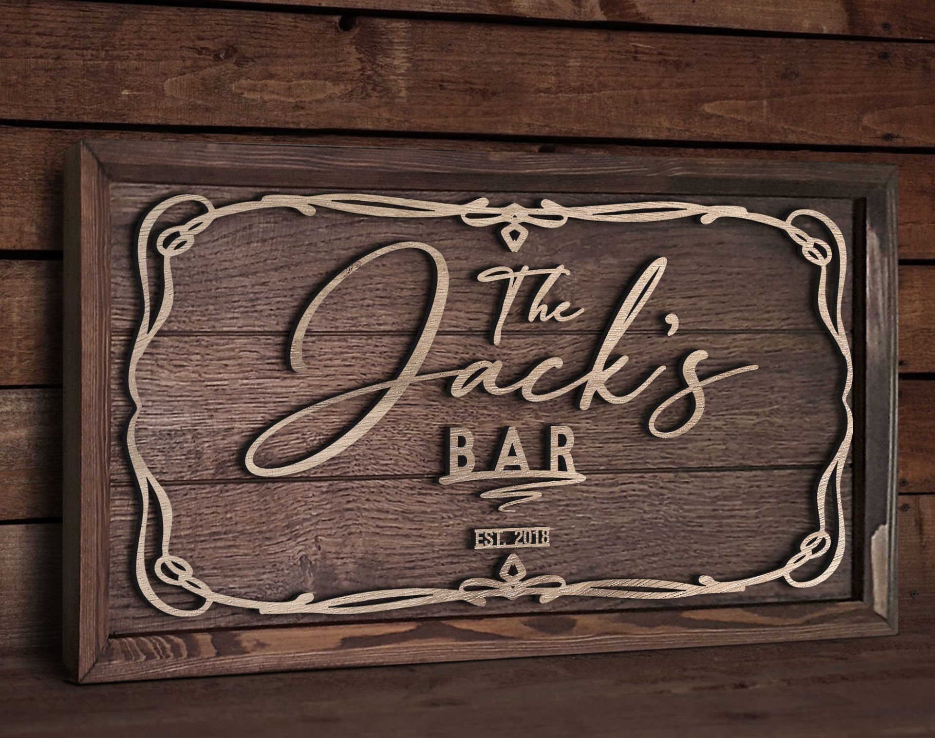 BK Gift Özel Yapım İsimli Kabartma Figür Temalı Meşe Ağacı Ahşap Bar Tablosu, Ev Dekorasyonu, Duvar Dekoru, Bar Tablo-1
