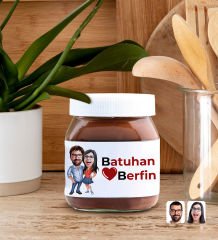 BK Gift Sevgiliye Özel Aşk Çiçeği Kalp Kolye ve Karikatürlü Nutella 400gr. Hediye Seti, Sevgililer Günü Hediye, Doğum Günü Hediyesi, Sevgiliye Hediye-5