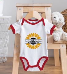 BK Kids Sunshine Tasarımlı Kırmızı Bebek Body Zıbın ve Mama Önlüğü Hediye Seti-1