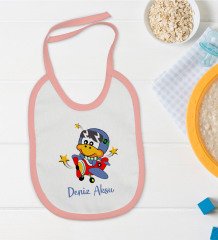 BK Kids Kişiye Özel Pembe Bebek Mama Önlüğü - Model 186