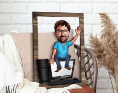 BK Gift Kişiye Özel Bilgisayar Mühendisi Karikatürlü 3D Ahşap Tablo, Sevgiliye Hediye, Arkadaşa Hediye, Yıl Dönümü Hediyesi, Doğum Günü Hediyesi-1