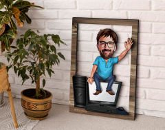 BK Gift Kişiye Özel Bilgisayar Mühendisi Karikatürlü 3D Ahşap Tablo, Sevgiliye Hediye, Arkadaşa Hediye, Yıl Dönümü Hediyesi, Doğum Günü Hediyesi-1
