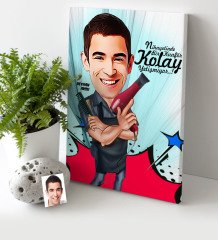 Kişiye Özel Bay Kuaför Karikatür Kanvas Tablo (30 x 50 cm.) 1