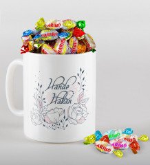Kişiye Özel Sevgililer Günü Beyaz Kupa ve Haribo Şeker Hediye Seti-125