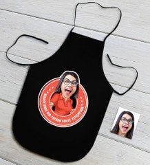 Kişiye Özel Bayan Kolay Yetişmiyor Karikatürlü Siyah Mutfak Önlüğü