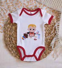 BK Kids Little Boss Tasarımlı Kırmızı Bebek Body Zıbın-1