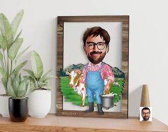 BK Gift Kişiye Özel Çiftçi Karikatürlü 3D Ahşap Tablo, Sevgiliye Hediye, Arkadaşa Hediye, Yıl Dönümü Hediyesi, Doğum Günü Hediyesi-1