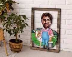 BK Gift Kişiye Özel Çiftçi Karikatürlü 3D Ahşap Tablo, Sevgiliye Hediye, Arkadaşa Hediye, Yıl Dönümü Hediyesi, Doğum Günü Hediyesi-1