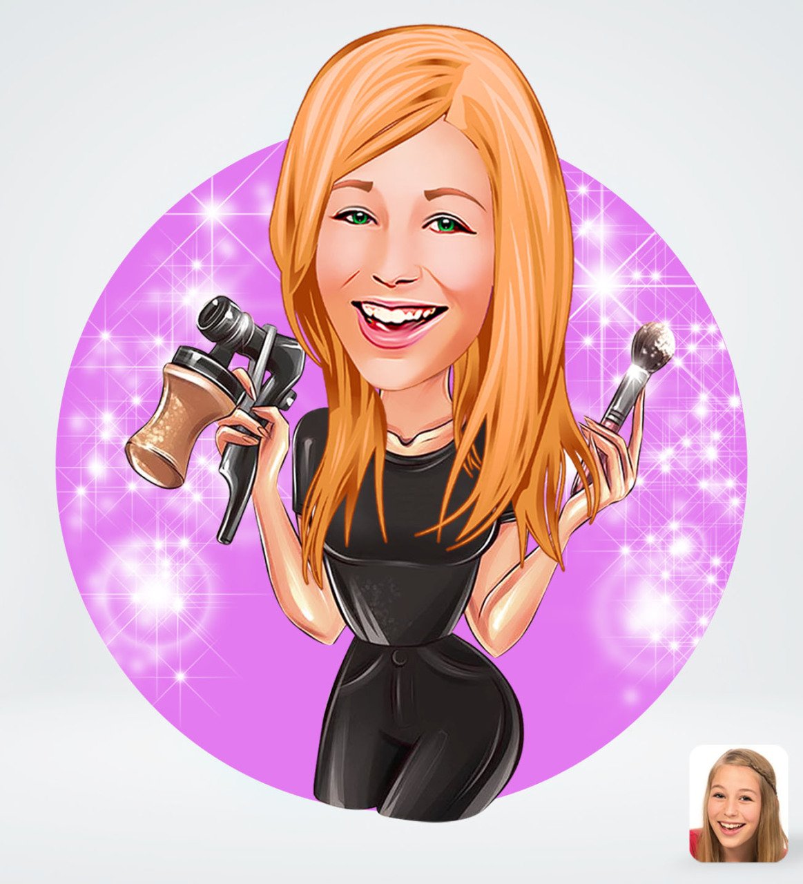 Kişiye Özel Kadın Güzellik Uzmanı Karikatürlü Sosyal Medya Dijital Profil Fotoğrafı - Model 1
