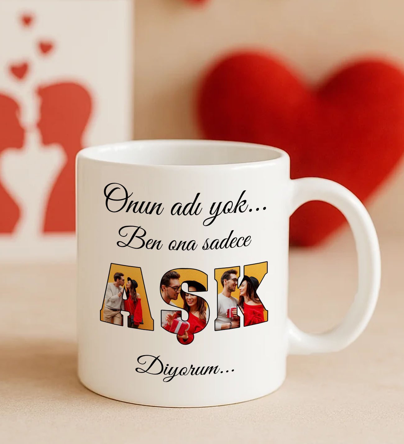 BK Gift Kişiye Özel Fotoğraflı Aşk Tasarımlı Beyaz Kupa Bardak-1, Arkadaşa Hediye, Sevgiliye Hediye, Doğum Günü Hediyesi