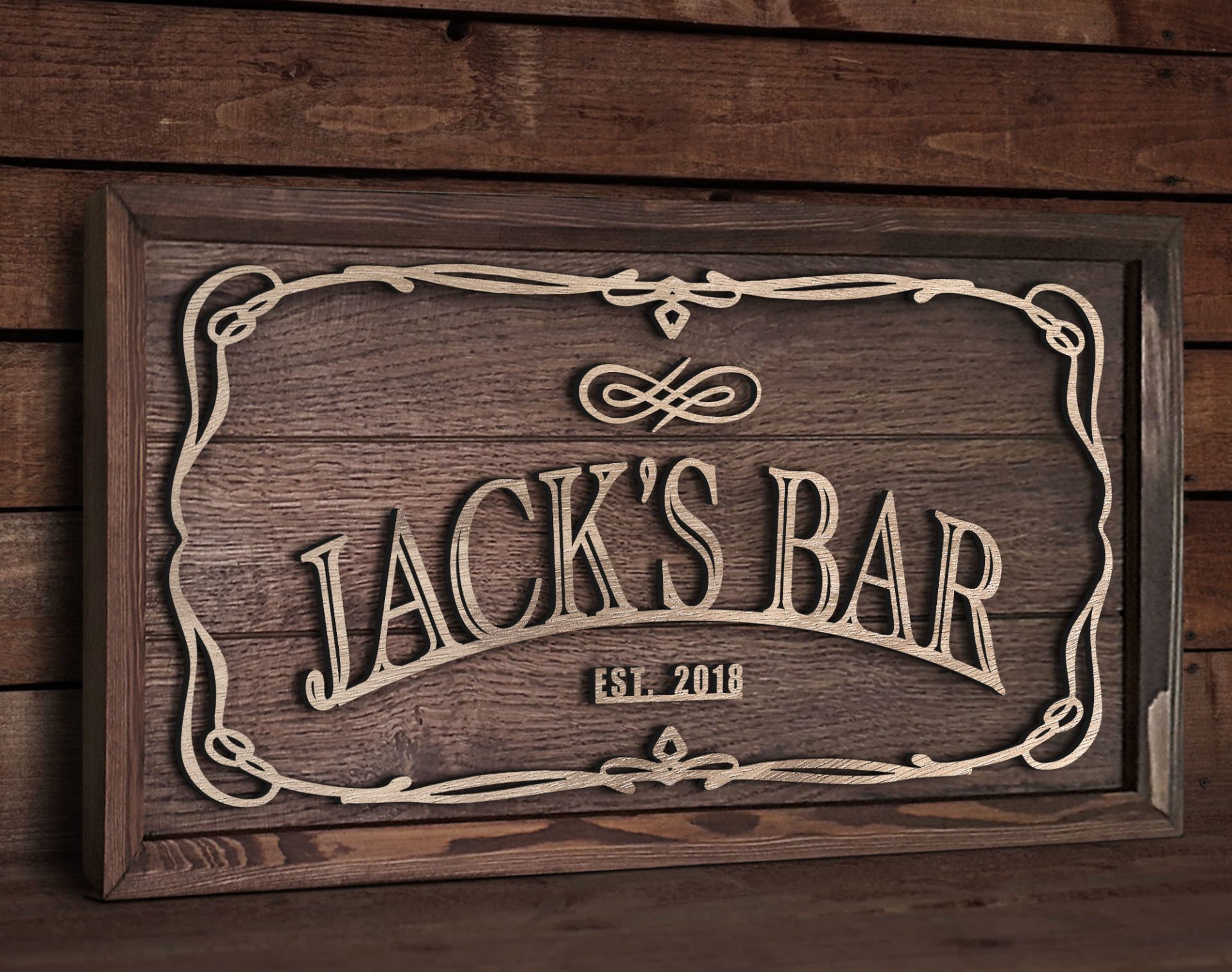 BK Gift Özel Yapım İsimli Kabartma Figür Temalı Meşe Ağacı Ahşap Bar Tablosu, Ev Dekorasyonu, Duvar Dekoru, Bar Tablo-5