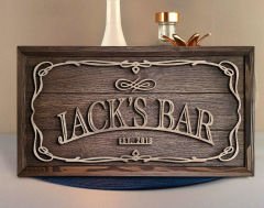 BK Gift Özel Yapım İsimli Kabartma Figür Temalı Meşe Ağacı Ahşap Bar Tablosu, Ev Dekorasyonu, Duvar Dekoru, Bar Tablo-5