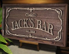 BK Gift Özel Yapım İsimli Kabartma Figür Temalı Meşe Ağacı Ahşap Bar Tablosu, Ev Dekorasyonu, Duvar Dekoru, Bar Tablo-5