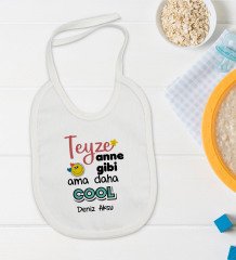 BK Kids Kişiye Özel Teyze Anne Gibi Tasarımlı Bebek Body Zıbın ve Mama Önlüğü Hediye Seti - Model 1