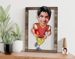 BK Gift Kişiye Özel Erkek Amerikan Futbolcusu Karikatürlü 3D Ahşap Tablo, Sevgiliye Hediye, Arkadaşa Hediye, Yıl Dönümü Hediyesi, Doğum Günü Hediyesi-1