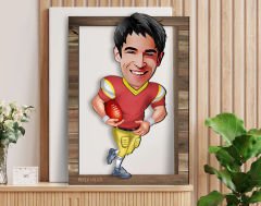 BK Gift Kişiye Özel Erkek Amerikan Futbolcusu Karikatürlü 3D Ahşap Tablo, Sevgiliye Hediye, Arkadaşa Hediye, Yıl Dönümü Hediyesi, Doğum Günü Hediyesi-1