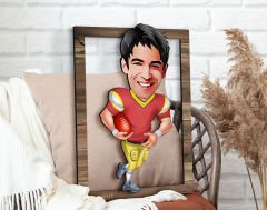 BK Gift Kişiye Özel Erkek Amerikan Futbolcusu Karikatürlü 3D Ahşap Tablo, Sevgiliye Hediye, Arkadaşa Hediye, Yıl Dönümü Hediyesi, Doğum Günü Hediyesi-1