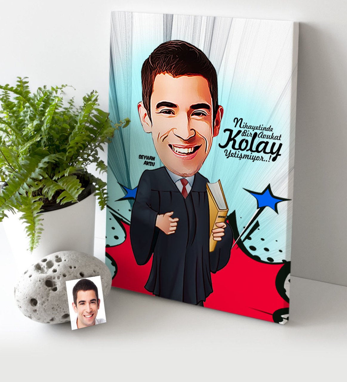 Kişiye Özel Bay Avukat Karikatür Kanvas Tablo (30 x 50 cm.) 1