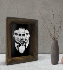 BK Gift Baba Godfather Tasarımlı Dekoratif Doğal Masif Ahşap Çerçeve 15x20cm-5
