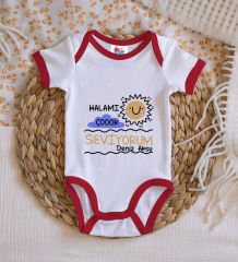 BK Kids Kişiye Özel Halamı Çok Seviyorum Tasarımlı Kırmızı Bebek Body Zıbın-1