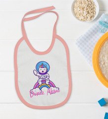 BK Kids Kişiye Özel Pembe Bebek Mama Önlüğü - Model 191