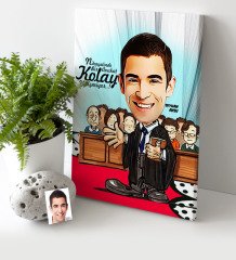Kişiye Özel Bay Avukat Karikatür Kanvas Tablo (30 x 50 cm.) 2