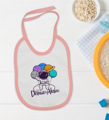 BK Kids Kişiye Özel Pembe Bebek Mama Önlüğü - Model 192