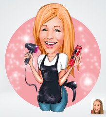 Kişiye Özel Kadın Kuaför Karikatürlü Sosyal Medya Dijital Profil Fotoğrafı - Model 3