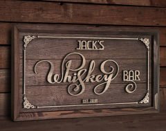 BK Gift Özel Yapım İsimli Kabartma Figür Temalı Meşe Ağacı Ahşap Bar Tablosu, Ev Dekorasyonu, Duvar Dekoru, Bar Tablo-8
