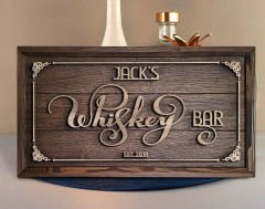 BK Gift Özel Yapım İsimli Kabartma Figür Temalı Meşe Ağacı Ahşap Bar Tablosu, Ev Dekorasyonu, Duvar Dekoru, Bar Tablo-8