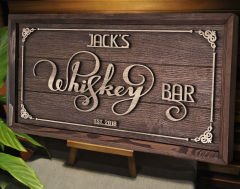 BK Gift Özel Yapım İsimli Kabartma Figür Temalı Meşe Ağacı Ahşap Bar Tablosu, Ev Dekorasyonu, Duvar Dekoru, Bar Tablo-8