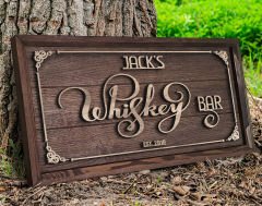 BK Gift Özel Yapım İsimli Kabartma Figür Temalı Meşe Ağacı Ahşap Bar Tablosu, Ev Dekorasyonu, Duvar Dekoru, Bar Tablo-8
