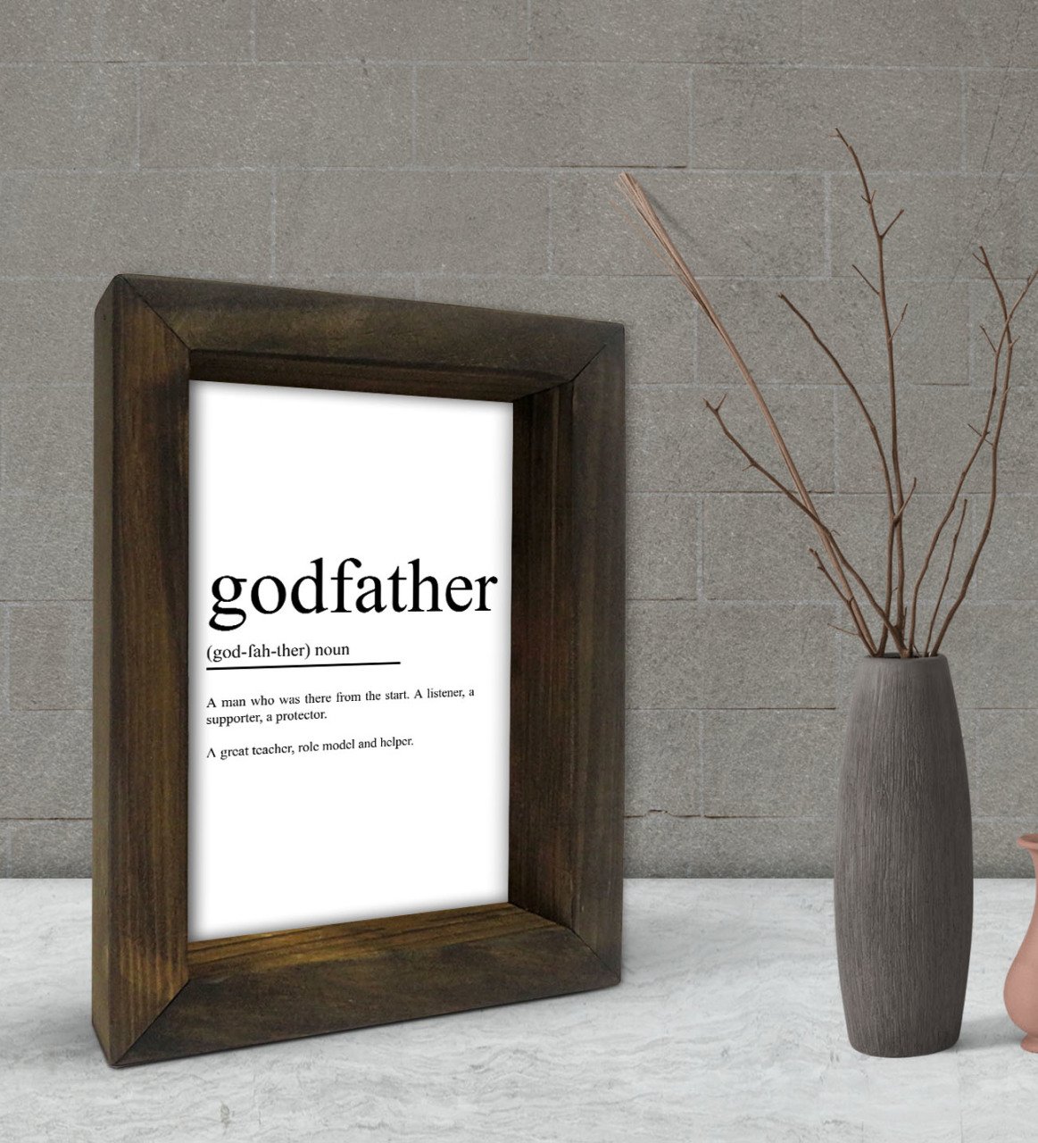 BK Gift Baba Godfather Tasarımlı Dekoratif Doğal Masif Ahşap Çerçeve 15x20cm-14