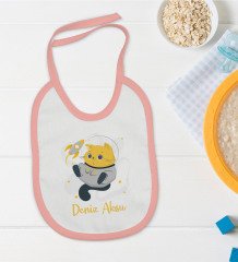 BK Kids Kişiye Özel Pembe Bebek Mama Önlüğü - Model 194