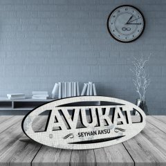 Kişiye Özel Mesleki Avukat Ahşap Masa İsimliği (Model E10)
