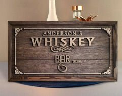 BK Gift Özel Yapım İsimli Kabartma Figür Temalı Meşe Ağacı Ahşap Bar Tablosu, Ev Dekorasyonu, Duvar Dekoru, Bar Tablo-9
