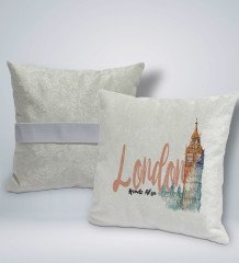 Kişiye Özel İsimli London Tasarımlı Kare Araç Koltuk Yastığı-2