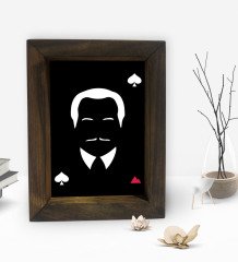 BK Gift Baba Godfather Tasarımlı Dekoratif Doğal Masif Ahşap Çerçeve 15x20cm-15