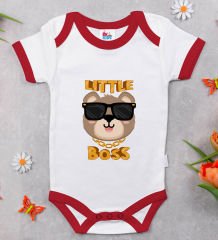 BK Kids Little Boss Tasarımlı Kırmızı Bebek Body Zıbın-3
