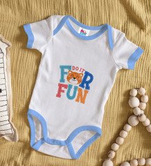 BK Kids Fun Tasarımlı Mavi Bebek Body Zıbın-1