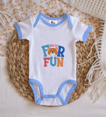 BK Kids Fun Tasarımlı Mavi Bebek Body Zıbın-1