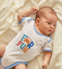 BK Kids Fun Tasarımlı Mavi Bebek Body Zıbın-1