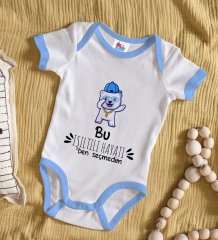 BK Kids Bu Işıltılı Hayatı Ben Seçmedim Tasarımlı Mavi Bebek Body Zıbın-1