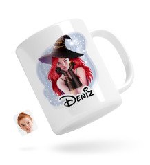 Kişiye Özel Kadın Cadı Karikatürlü Beyaz Kupa Bardak-2